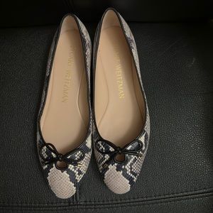 Stuart Weitzman Gabby Ballet leather flats roccia snakeskin print 10